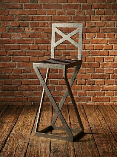 Designerski hoker metalowy – Geometryczny mebel w stylu industrialnym
